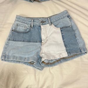 Pacsun Color Block Jean Shorts